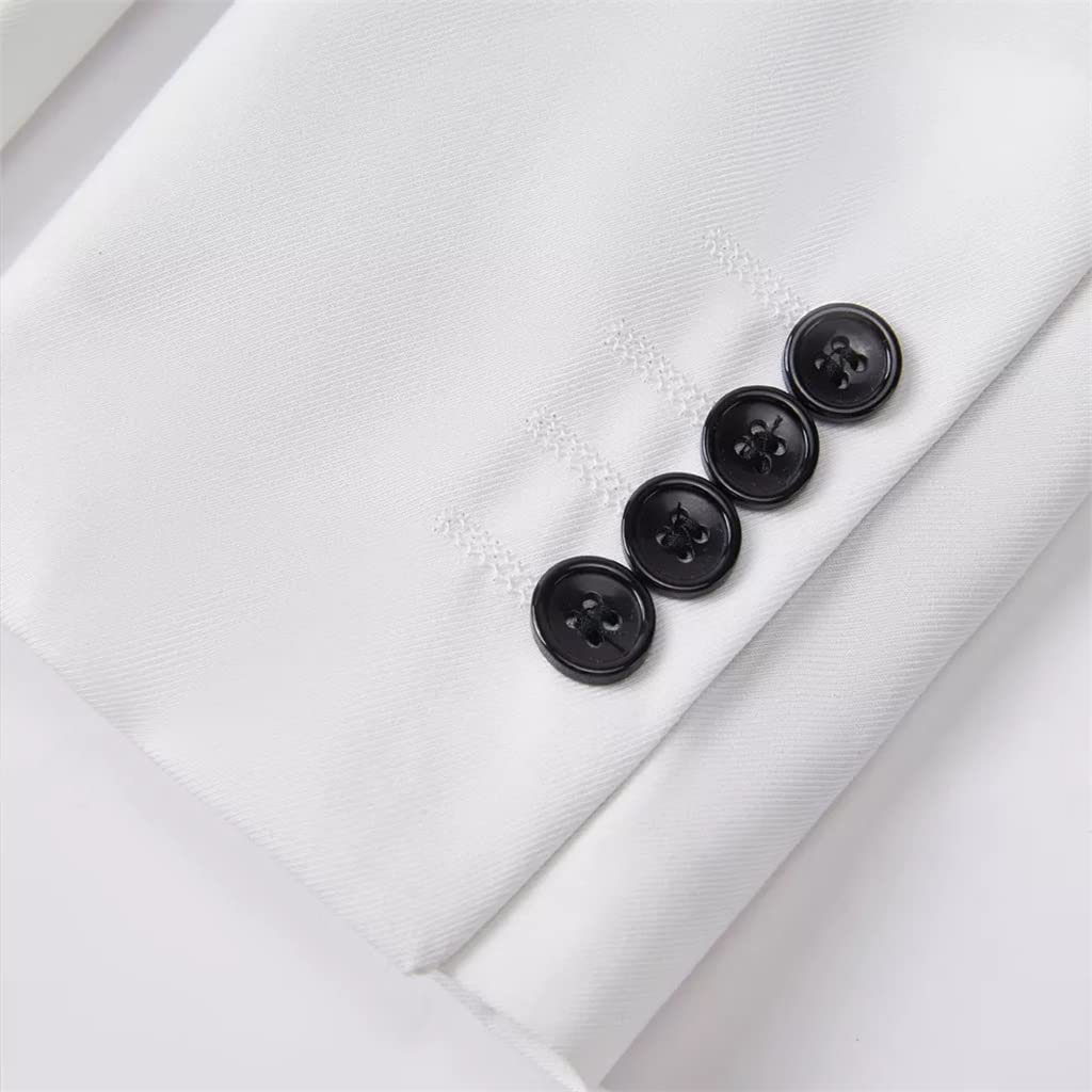 SHYPYG Men's black and white matching suit wedding groom tuxedo party performance dress size M
