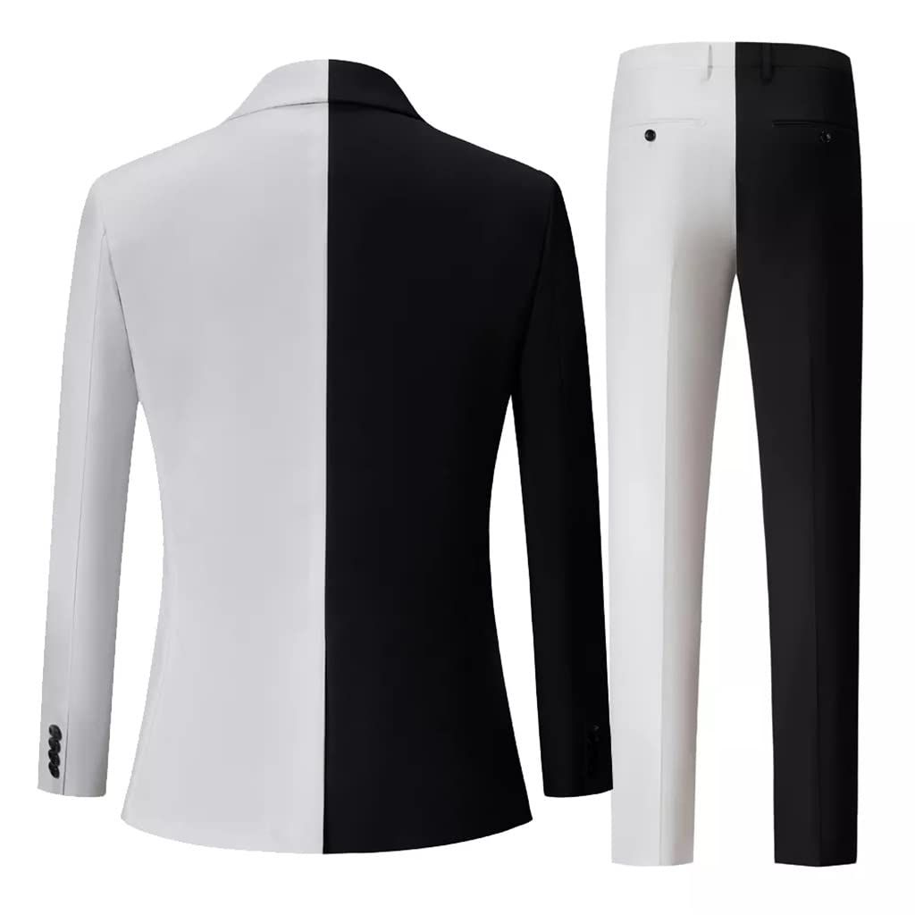 SHYPYG Men's black and white matching suit wedding groom tuxedo party performance dress size M