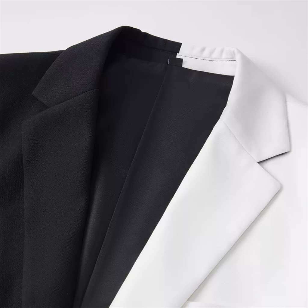 SHYPYG Men's black and white matching suit wedding groom tuxedo party performance dress size M
