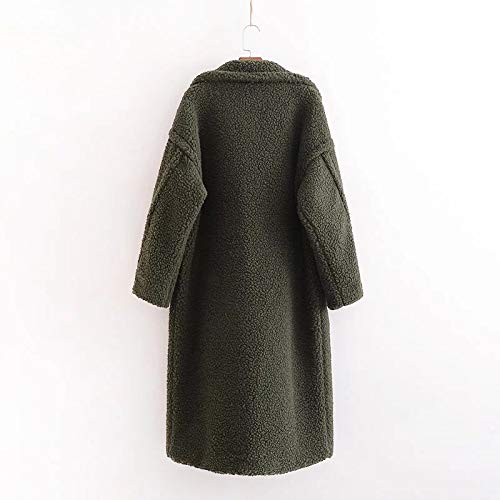 Women Teddy Fleece Long Trench Coat, Whtie Notched Lapels Double Breasted Blazer Jackets Winter Warm Fluffy Plush Long Sleeve Oversized Cardigan Pea Coat with Pockets size S