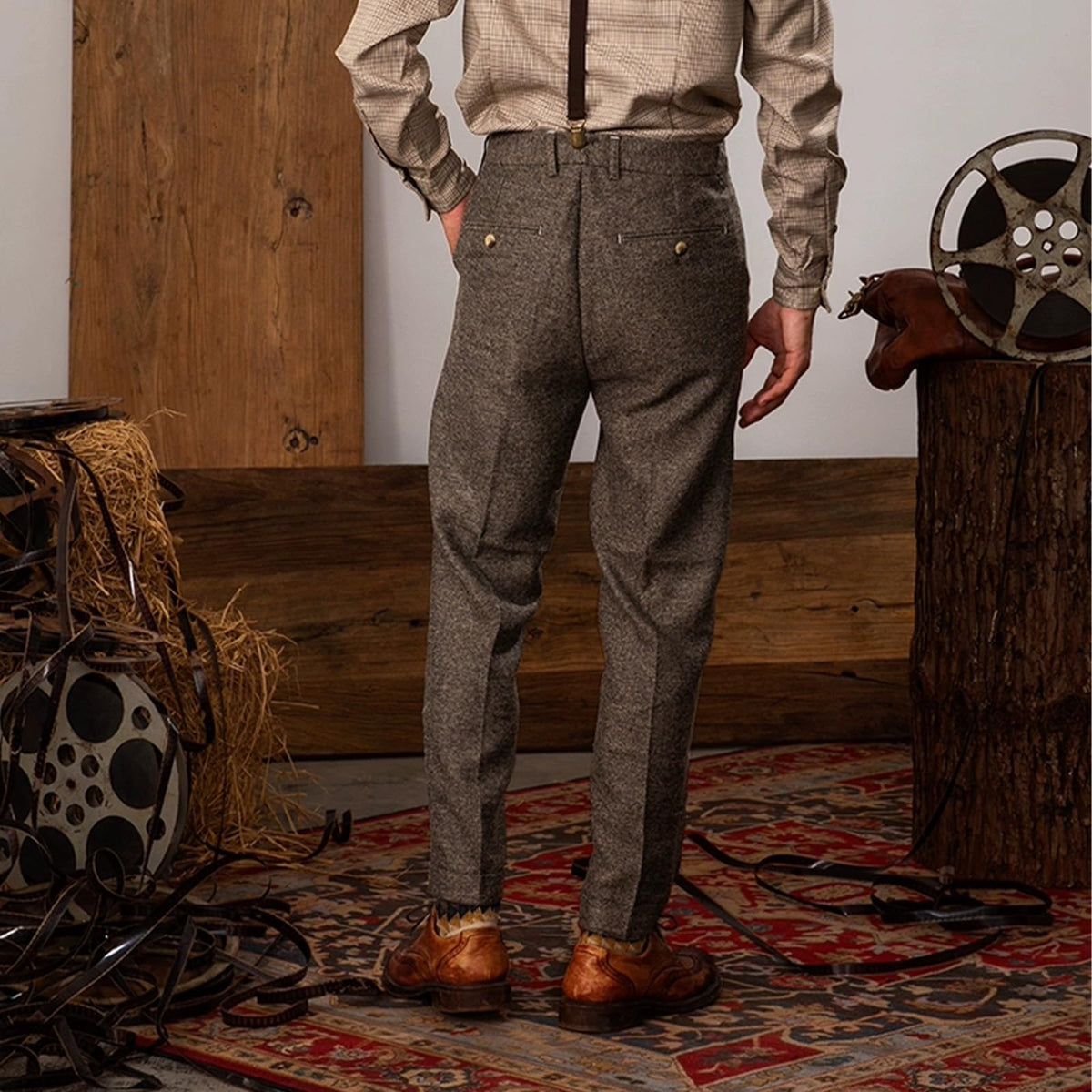 Men's Pants Business Casual Slim-Fit Herringbone Work Trousers - The Ideal Choice for Weddings and Parties size S