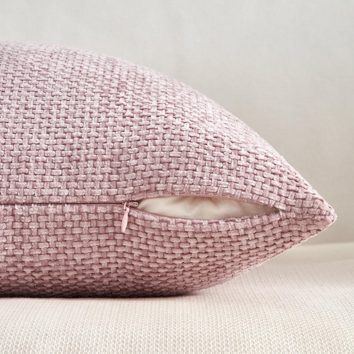 Topfinel Cushion Cover 45 x 45 Set of 4 Decorative Pink Gradient Bedroom Living Room Home Cushion Cover Chenille Soft Sofa Bed Decoration