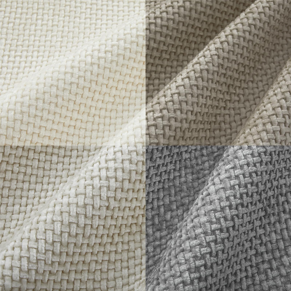 Topfinel Cushion Cover 45 x 45 Set of 4 Decorative White Crème Gradient Bedroom Living Room Home Cushion Cover Chenille Soft Sofa Bed Decoration