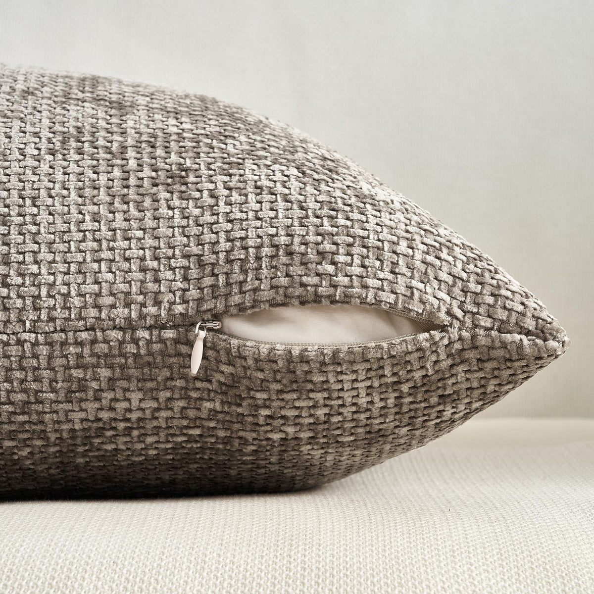 Topfinel Cushion Cover 45 x 45 Set of 4 Decorative Khaki Bedroom Living Room Home Cushion Cover Chenille Soft Sofa Bed Decoration