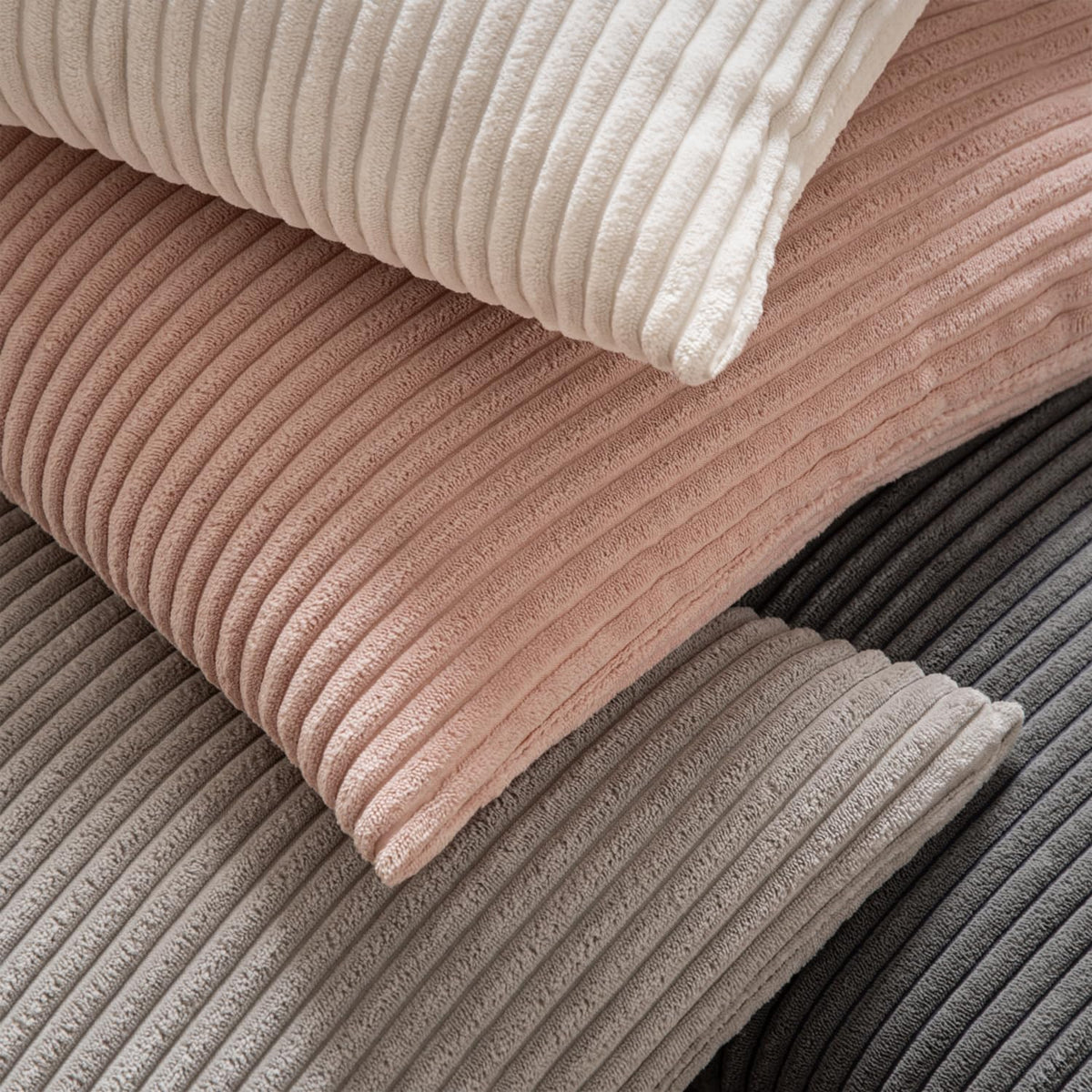 MIULEE Set of 2 Striped Corduroy Square Throw Pillow Case Soft Cushion Covers Sham Home for Sofa Couch/Bedroom Decorative Fluffy Large Pillowcases 18x18 Inch 45x45cm Pink