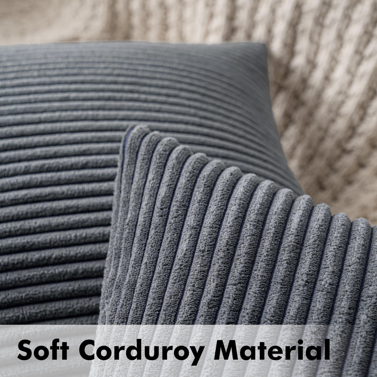 MIULEE Set of 2 Corduroy Cushion Cover 40x40 Grey Sofa Cushions