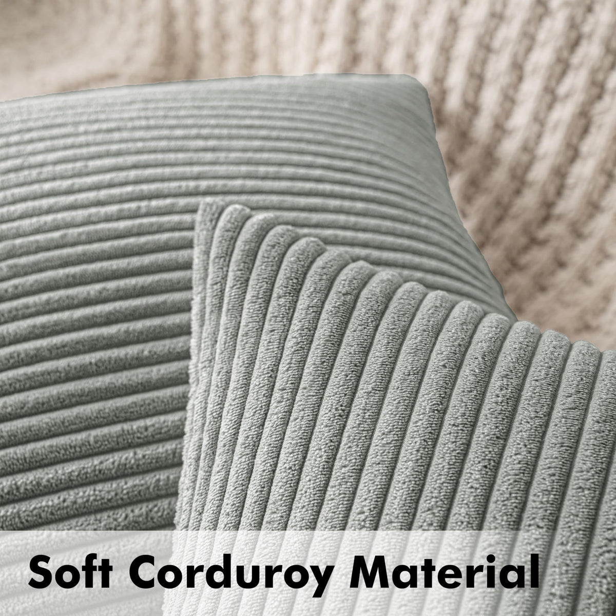 MIULEE Cushion Covers Striped Corduroy Throw Pillow Covers Decorative Pillows Pillowcases Decor for Sofa Couch Living Room 40x40 cm 16x16 Inch Grey Green