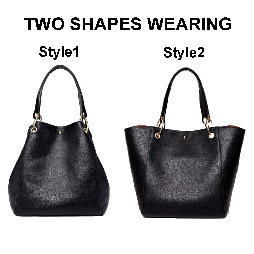 Valleycomfy Tote Bag Leatherette Shoulder Bags Purse for Women with Detachable Straps Handbags Large Capacity, Black, Black