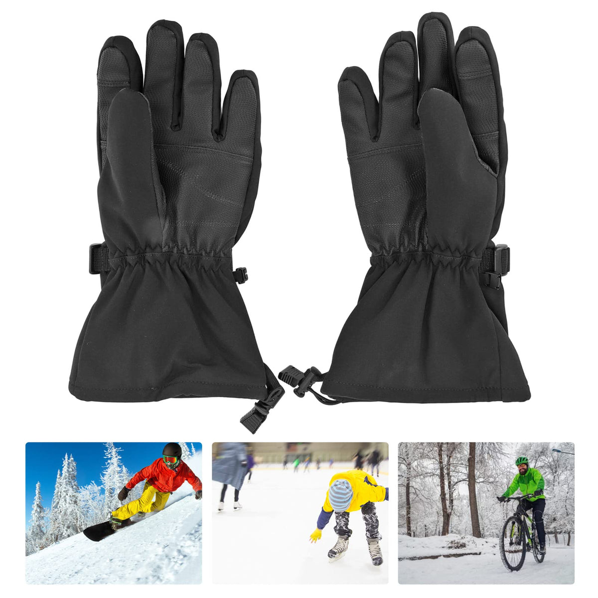 Touch Screen Heated Gloves Washable Electric Heater Gloves for Outdoor Riding Skiing (L)