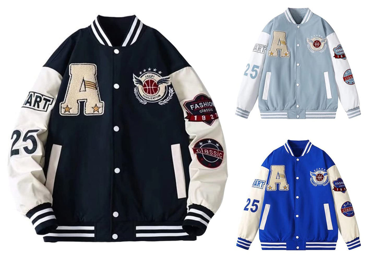 Yesgirl Men's Baseball Jacket College Jacket Unisex Bomber Jacket Coat Varsity Jacket Oversized Sports Jackets Vintage Streetwear Outwear Autumn size L