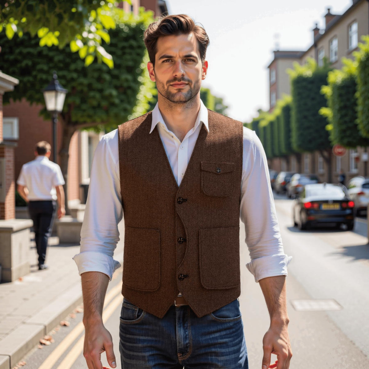 Solovedress Mens Vintage Tweed Waistcoat size L
