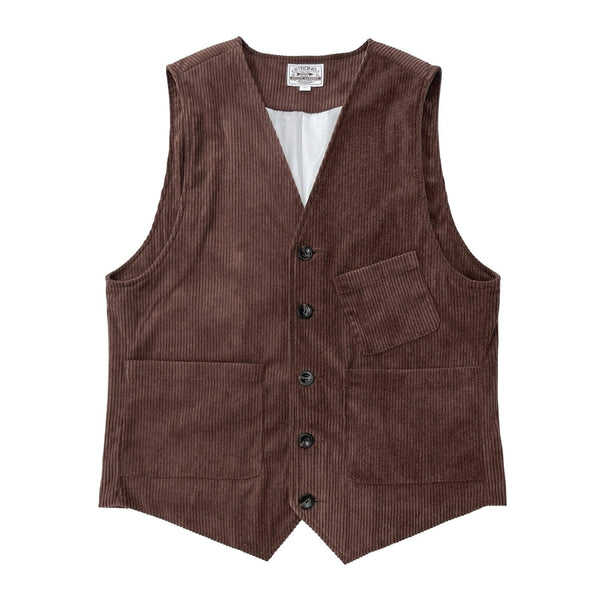 Men's Brown Corduroy Vintage Vest, Button Closure Sleeveless Waistcoat with Pocket Detail, Retro Style Corduroy Vest, Perfect for Casual or Vintage Outfits, Timeless Gentlemen's Vest size 2XL