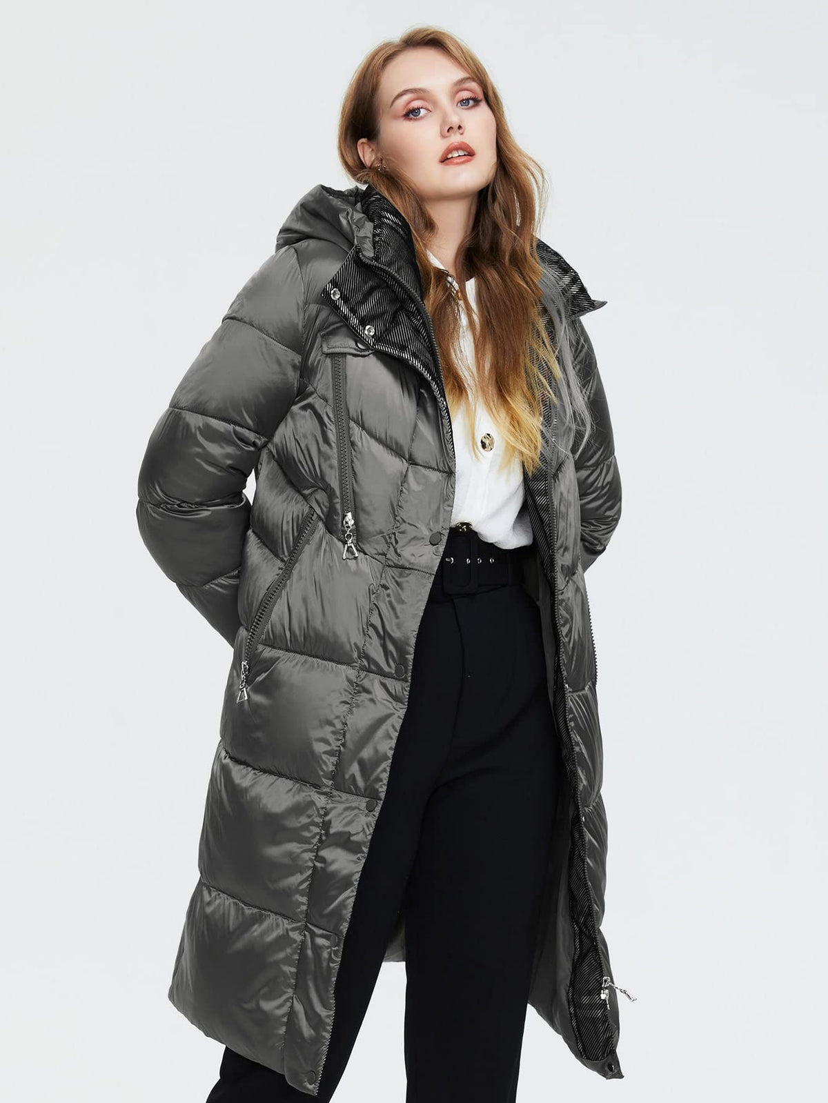 Winter Fashion Oversized Coats for Women Plus Zip Up Hooded Winter Coat Comfortable Novelty Casual Special Fashion (size L )