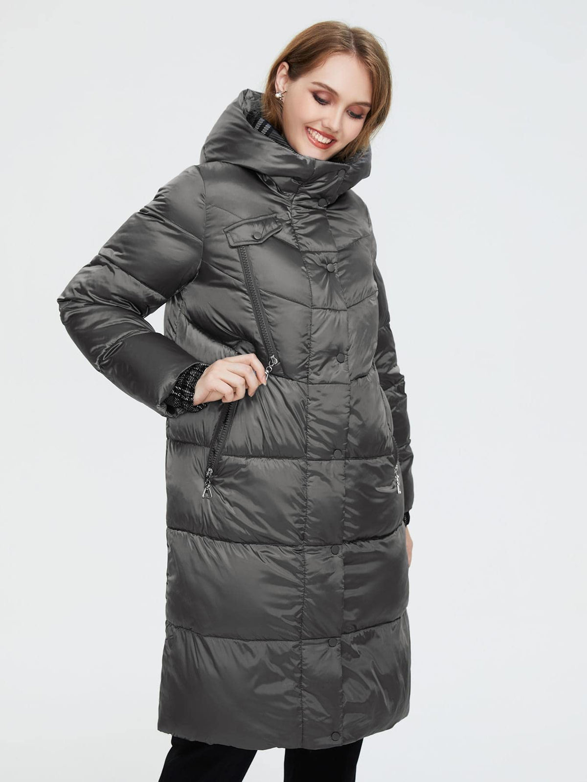 Winter Fashion Oversized Coats for Women Plus Zip Up Hooded Winter Coat Comfortable Novelty Casual Special Fashion (size L )