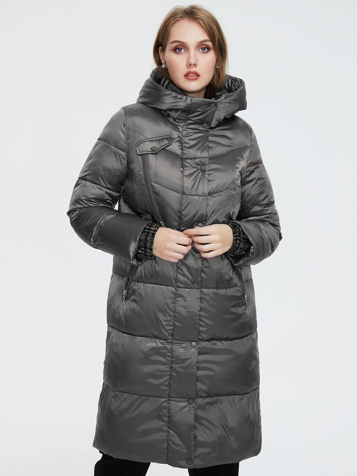 Winter Fashion Oversized Coats for Women Plus Zip Up Hooded Winter Coat Comfortable Novelty Casual Special Fashion (size L )