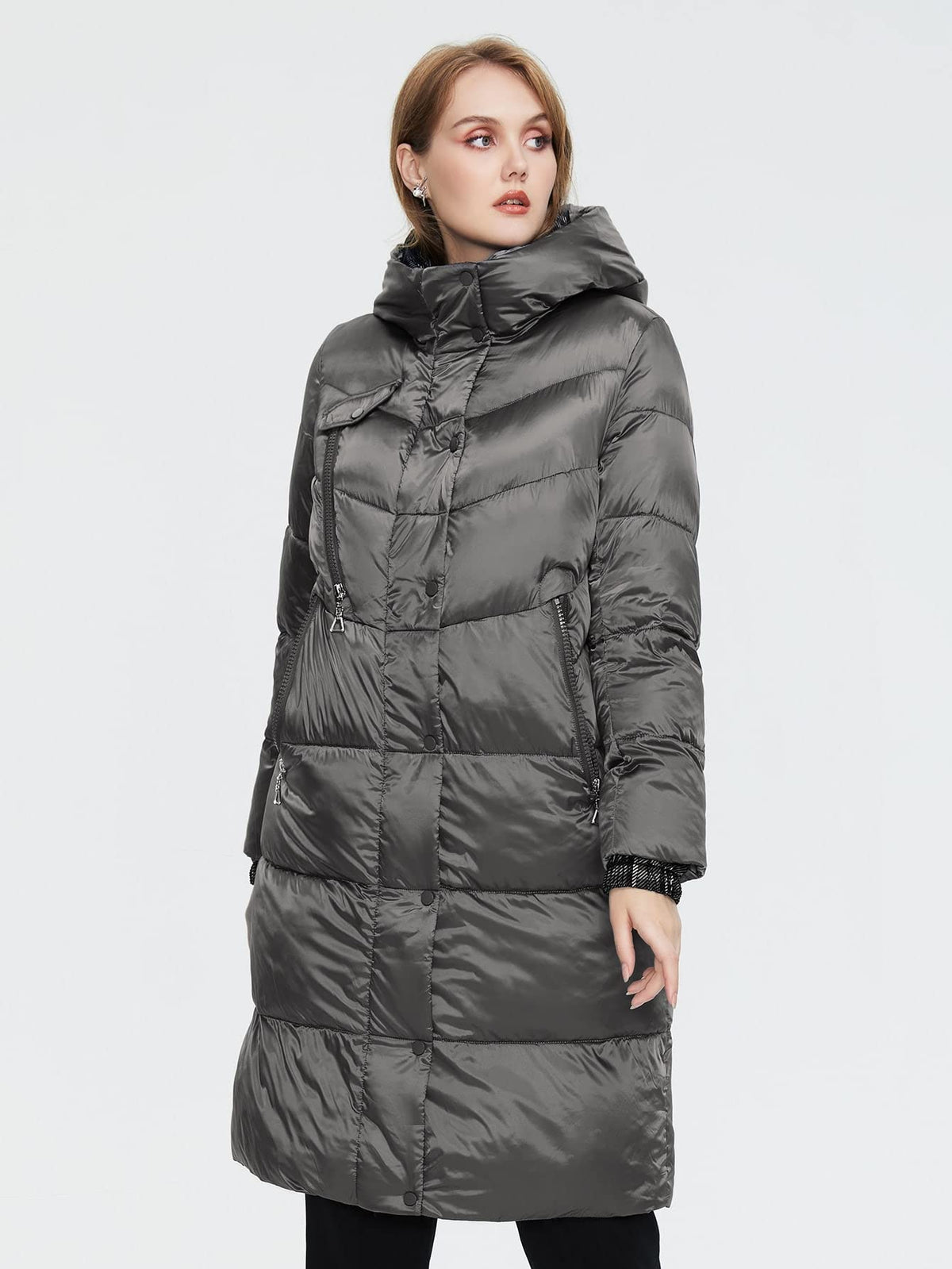Winter Fashion Oversized Coats for Women Plus Zip Up Hooded Winter Coat Comfortable Novelty Casual Special Fashion (size L )
