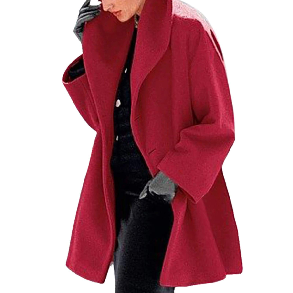 Women Winter Shawl Wide Lapel Cardigan Buttons Warm Hooded Jacket Overcoat Long Coat Outerwear size L
