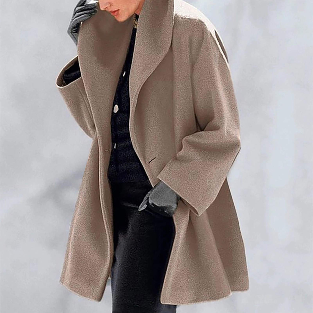 Women Winter Shawl Wide Lapel Cardigan Buttons Warm Hooded Jacket Overcoat Long Coat Outerwear size L