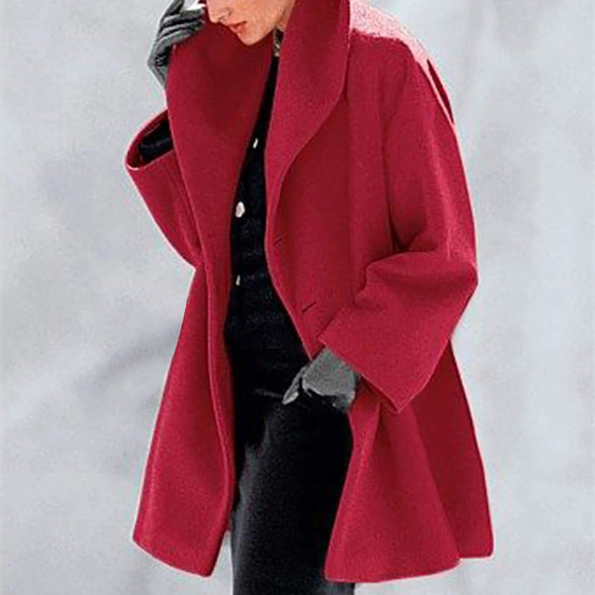 Women Winter Shawl Wide Lapel Cardigan Buttons Warm Hooded Jacket Overcoat Long Coat Outerwear size L