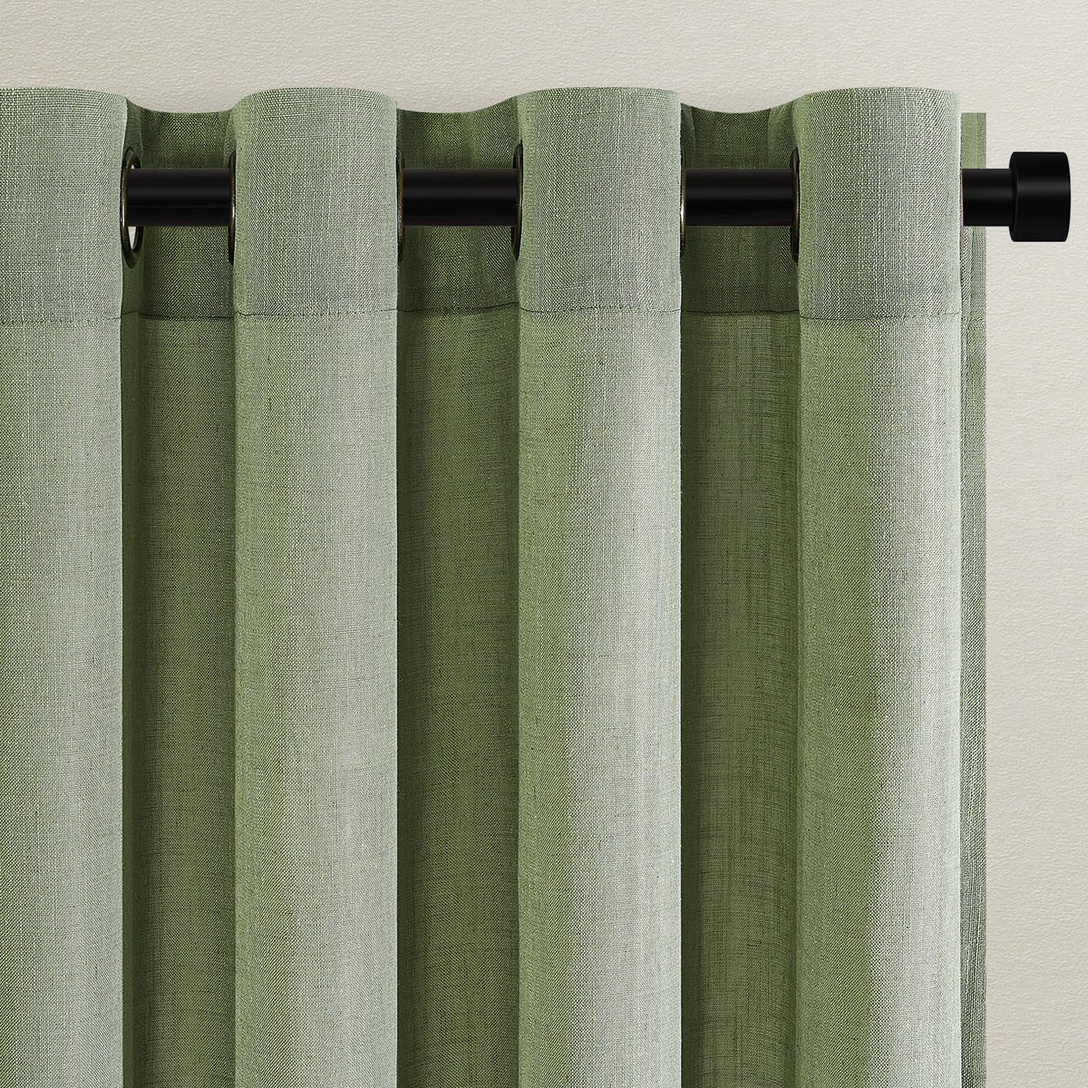 Topfinel Sage Green Net Curtain 140 x 235 cm Living Room Curtains Modern Linen and Interior Curtains with Eyelets Translucent Decorative Bedroom Adult Kitchen – 2 Pieces