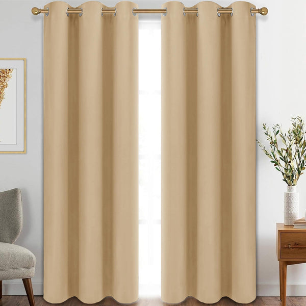 My home store Rideaux occultants super doux et solides à isolation thermique avec œillets pour chambre à coucher et salon, 228,6 x 274,3 cm (l x L), beige (2 panneaux)