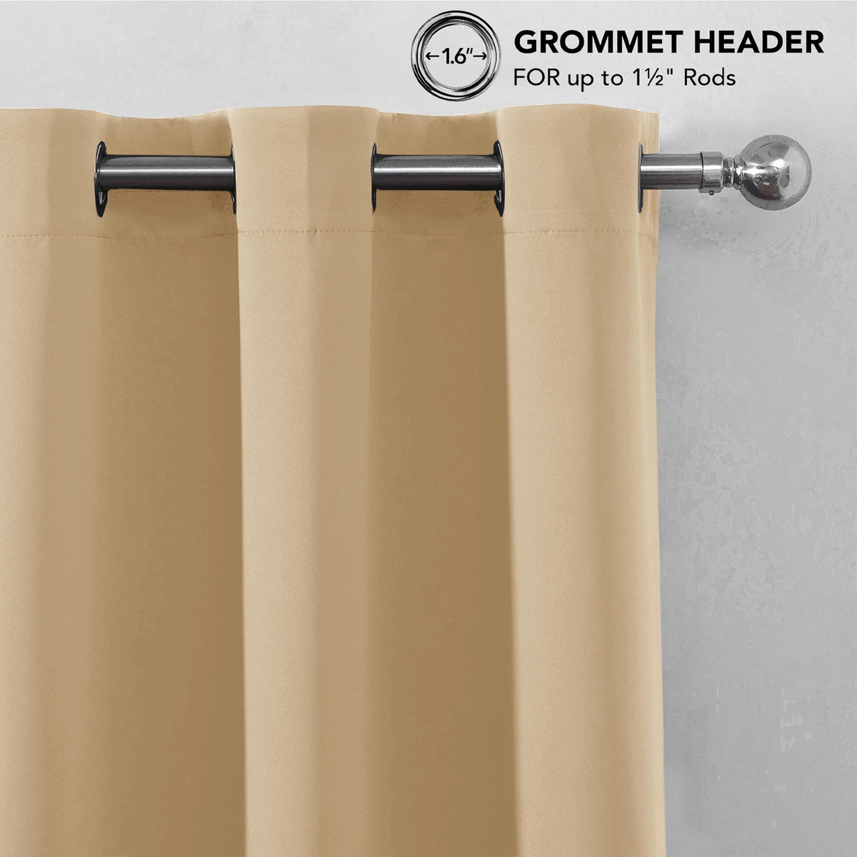 My home store Rideaux occultants super doux et solides à isolation thermique avec œillets pour chambre à coucher et salon, 228,6 x 274,3 cm (l x L), beige (2 panneaux)