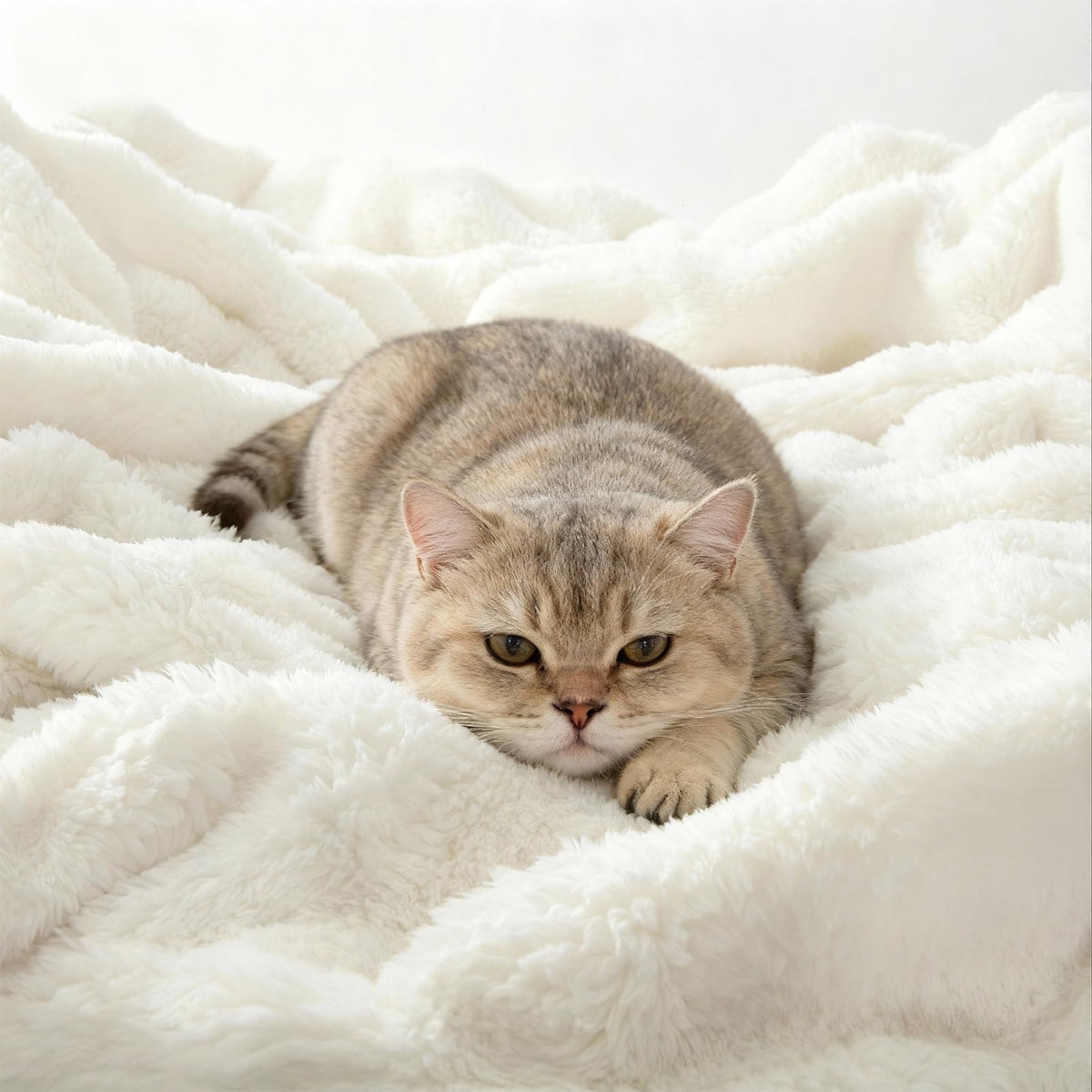 Topfinel Bubble Blanket Cuddly Blanket Fluffy White - 150 x 200 cm Sofa Blanket & Couch Blanket Made of Imitation Wool Blanket, Warm Fleece for Living Room Decoration Aesthetic Blanket, Soft Blanket