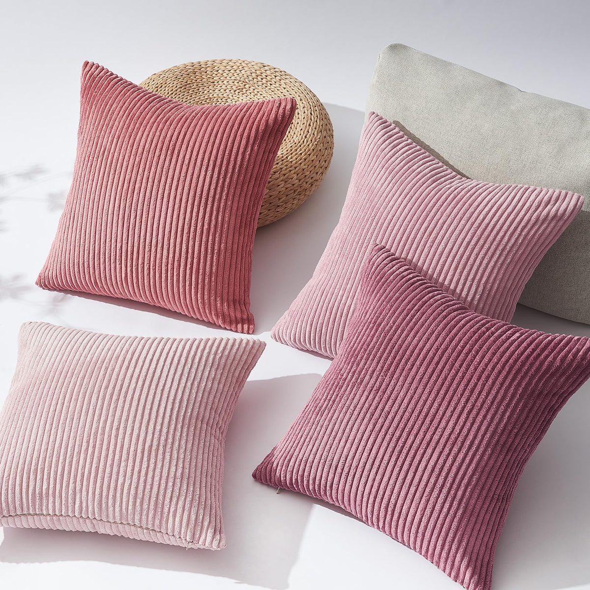 Topfinel Cushions Covers Sets 4 Pink Cushion Covers, Fluffy Bright Decorative 40x40 Cushion Cover, Colorful Pillows are used to Sofa Livingroom, 16 x 16 Cushion Cover Corduroy