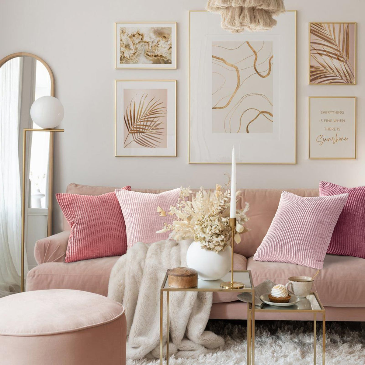 Topfinel Cushions Covers Sets 4 Pink Cushion Covers, Fluffy Bright Decorative 40x40 Cushion Cover, Colorful Pillows are used to Sofa Livingroom, 16 x 16 Cushion Cover Corduroy