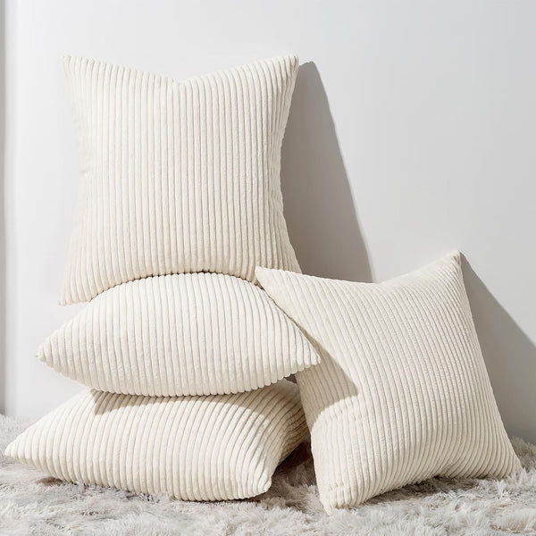 Topfinel Cushion Covers 40x40cm Sofa Bed Cream Cushion Covers Corduroy Scatter Decorative Cushions For Bedroom Set of 4 fluffy Cushion Cover 16x16
