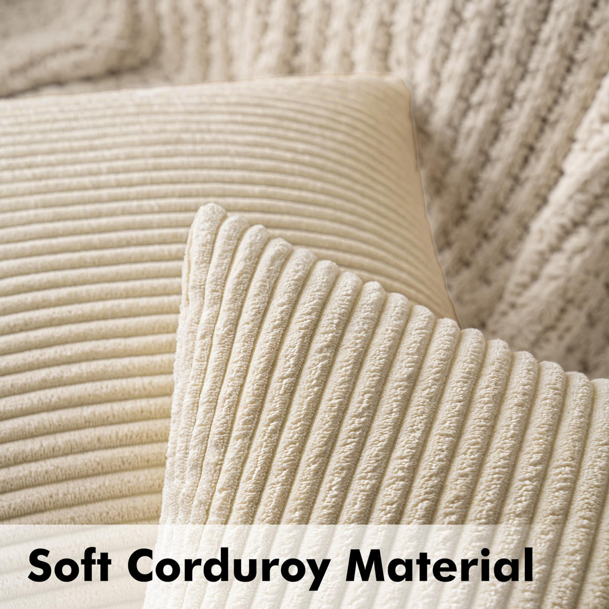 MIULEE Set of 2 Corduroy Cushion Cover 40x40 Light beige Sofa Cushions